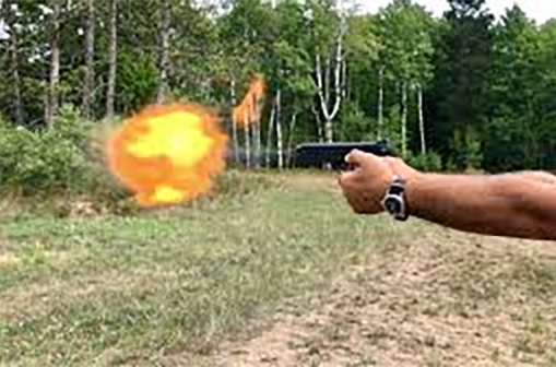 Photo of the muzzle blast from the TCM Cartridge 