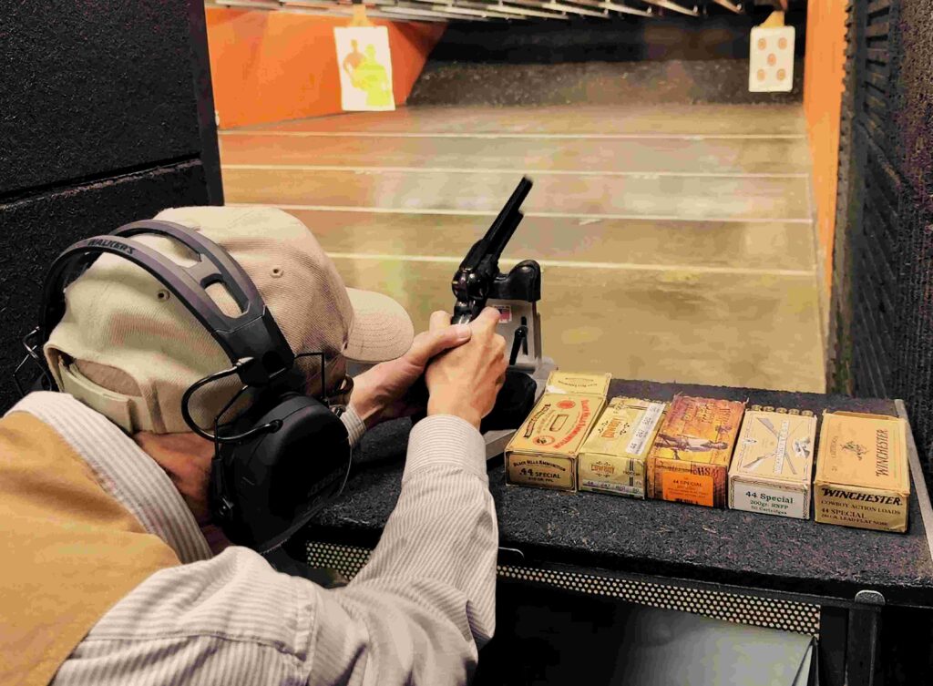photo of author shooting the gun 