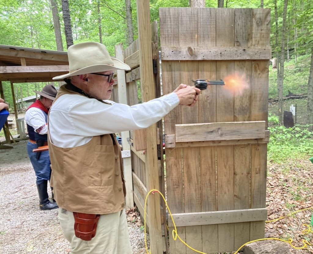 Author shooting cowboy action